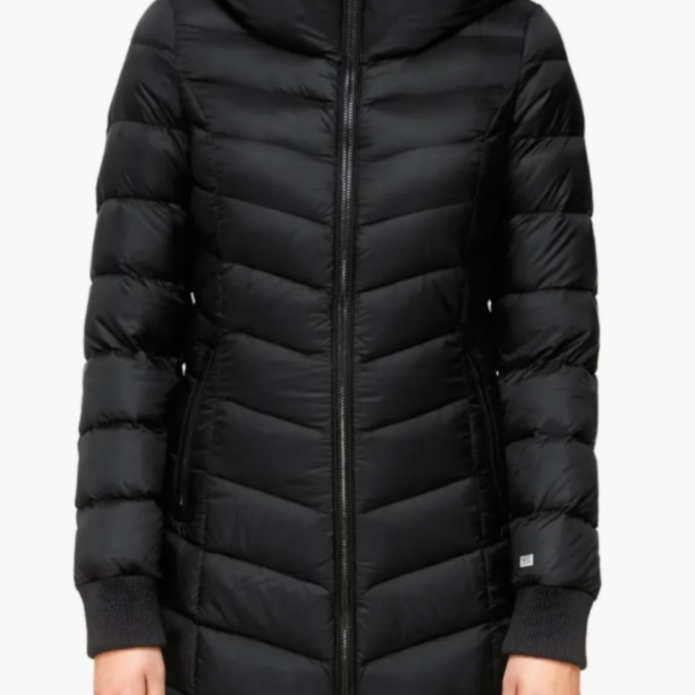 Soia & Kyo Black Hooded Down Puffer Coat Size XL